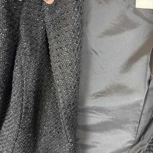 Boston Proper Blazer Jacket Women 12 Black Embellished Sequin Lined Wool Blend - Picture 6 of 12